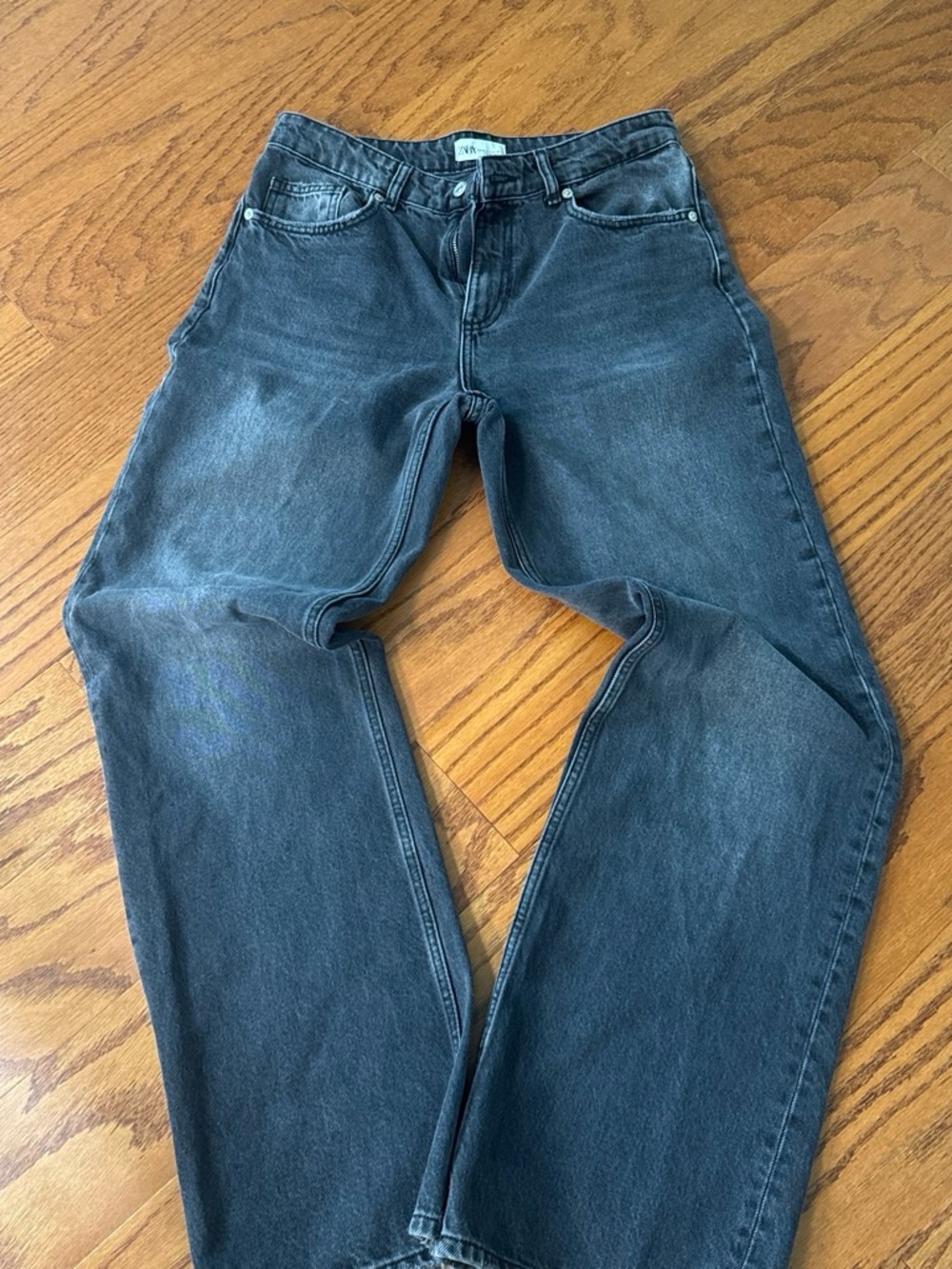 Zara Black Washed wide-Leg Jeans -